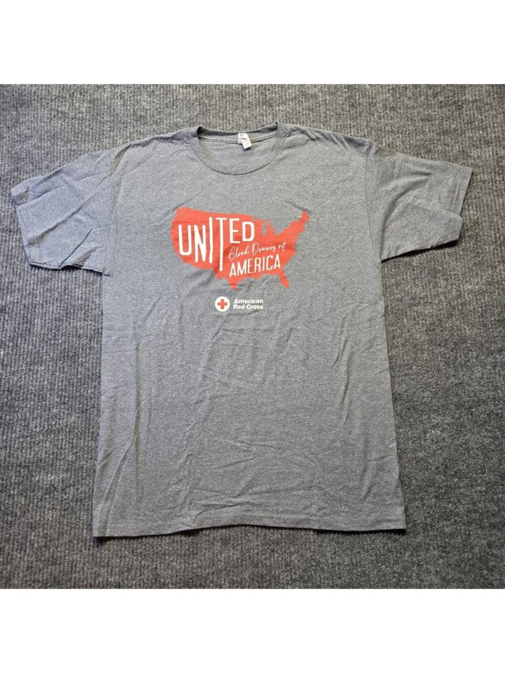 American Red Cross United Blood Donors of America Tee Men's Large Grey Heather